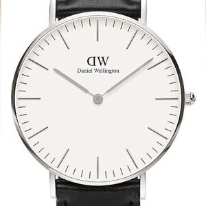 Daniel Wellington Silver and Black Leather Watch